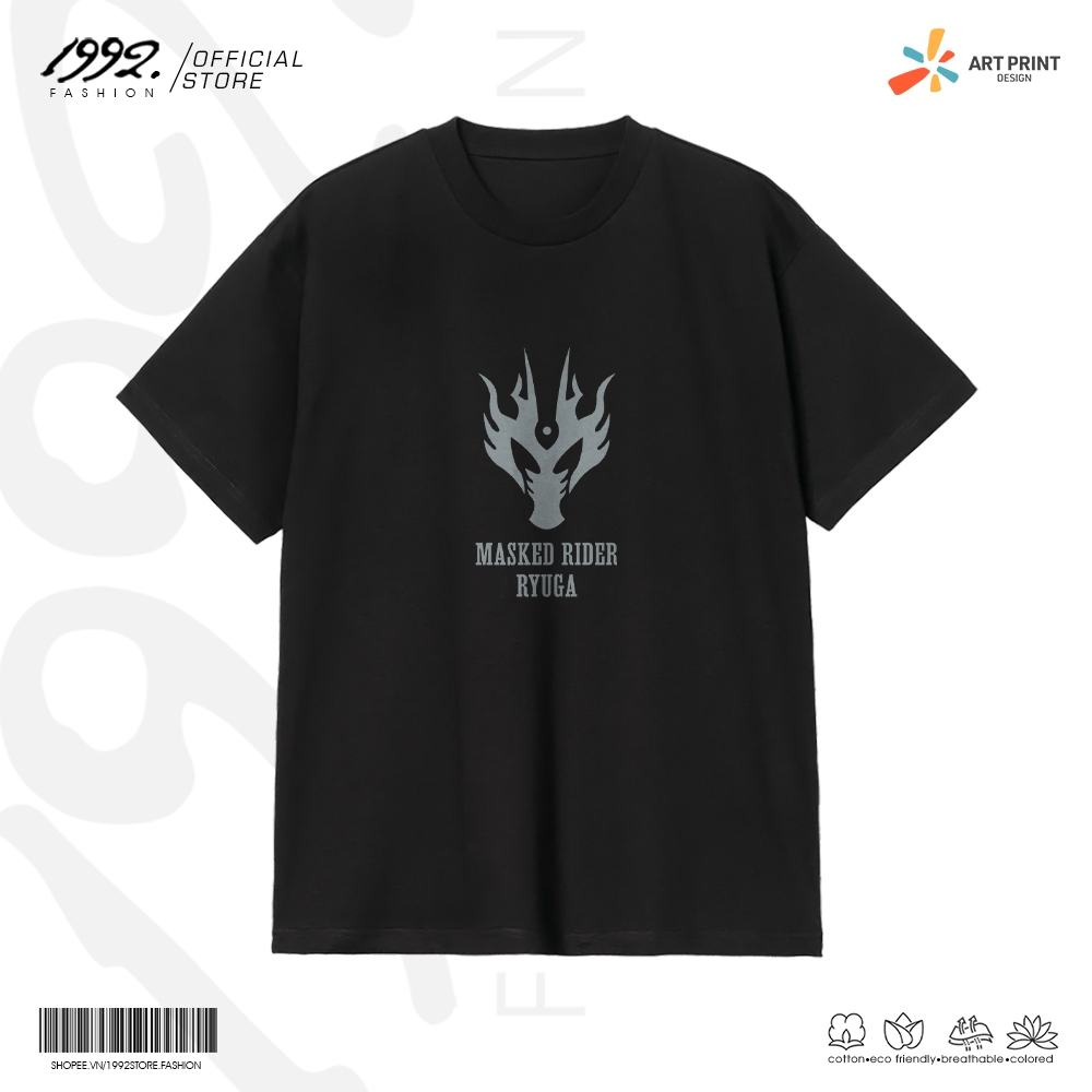 Áo thun Unisex Kamen Rider RYUKI/RYUGA Logo Cotton 100% ngắn tay