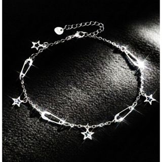 Lắc chân Safety Pin Góc Nhỏ Nabe mix Charm Sao Version 2 mã CDS Thiết kế Bầu Trời Đêm với thép titan không ghỉ