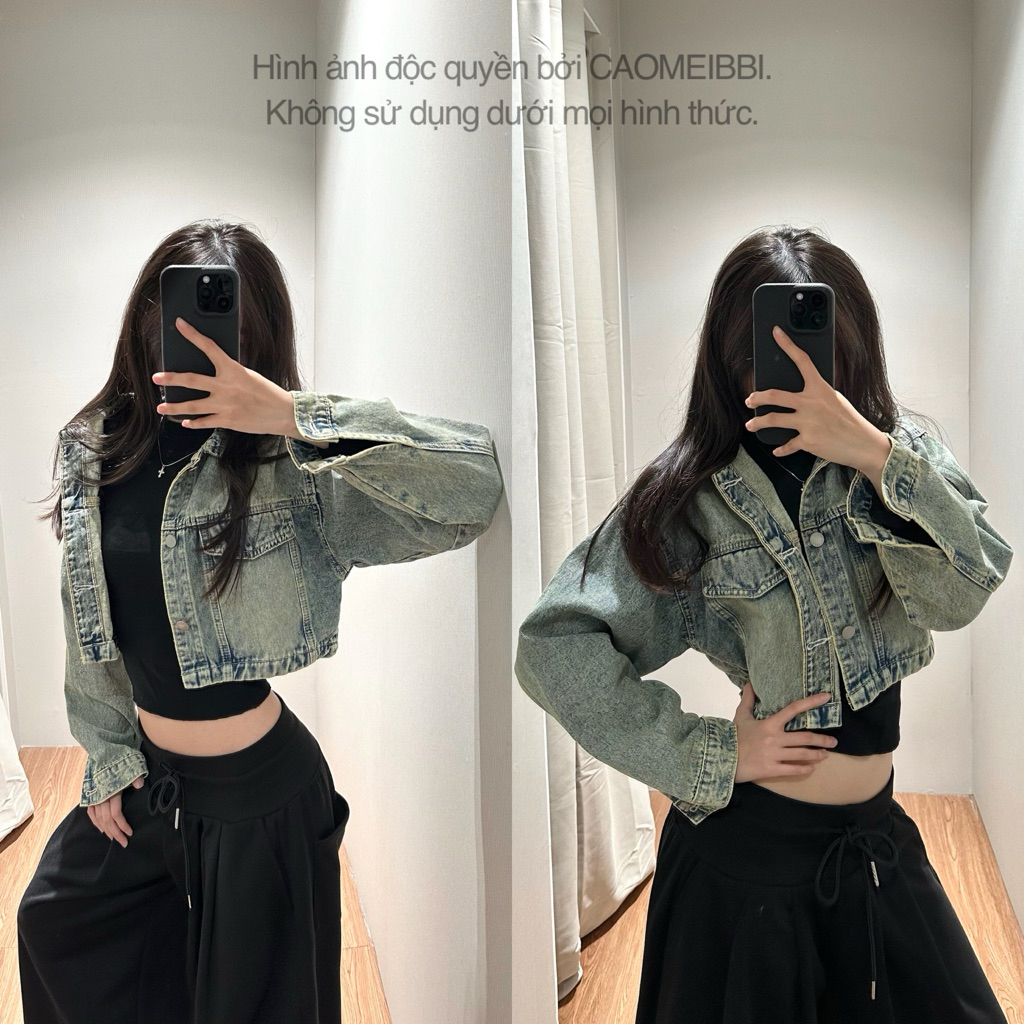 CAOMEIBBI - ÁO KHOÁC JEAN DÁNG NGẮN TAY DÀI - CROP JACKET.