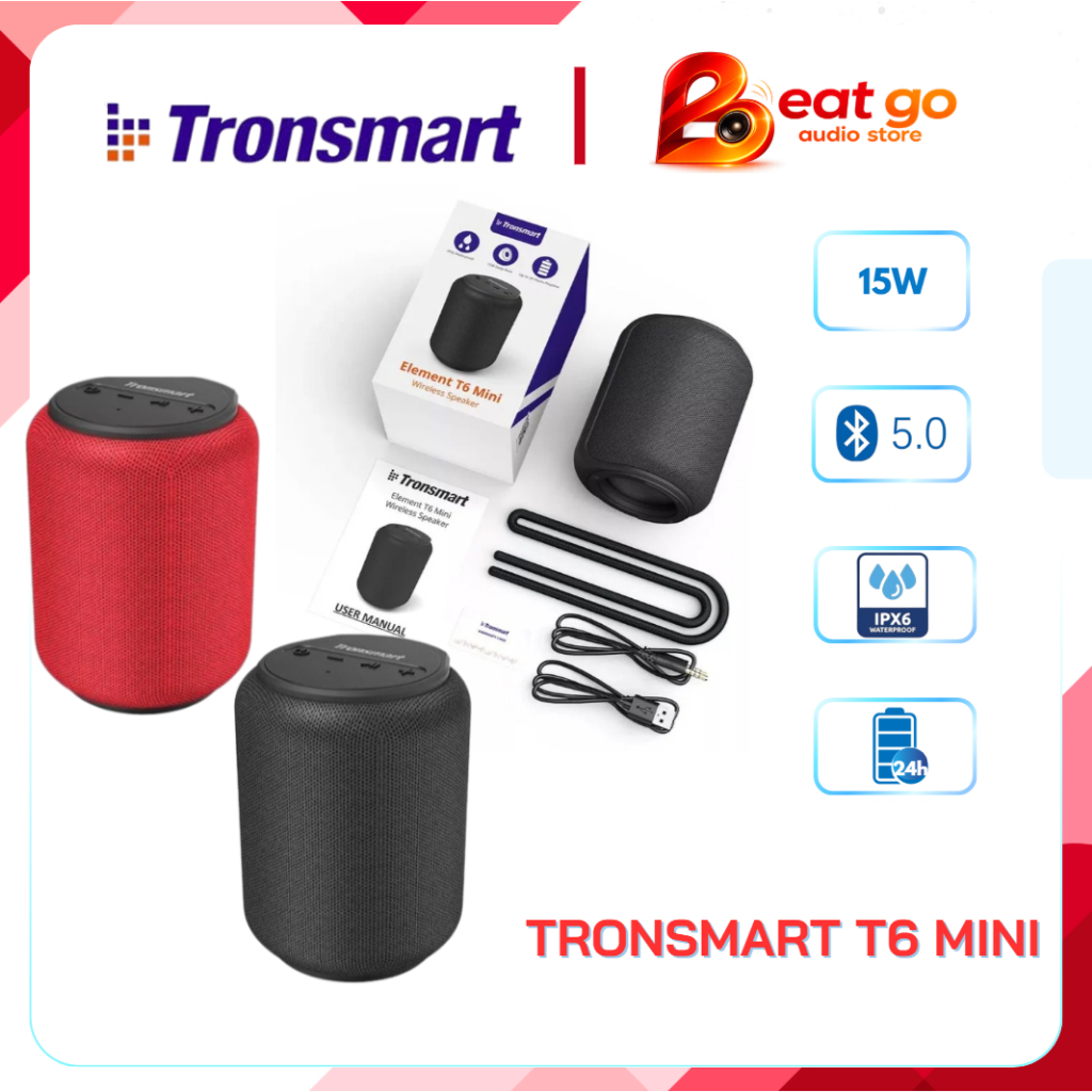Loa Tronsmart Element T6 MINI Chính hãng, Loa Bluetooth 5.0 ngoài trời chống nước IPX6 Công suất 15W