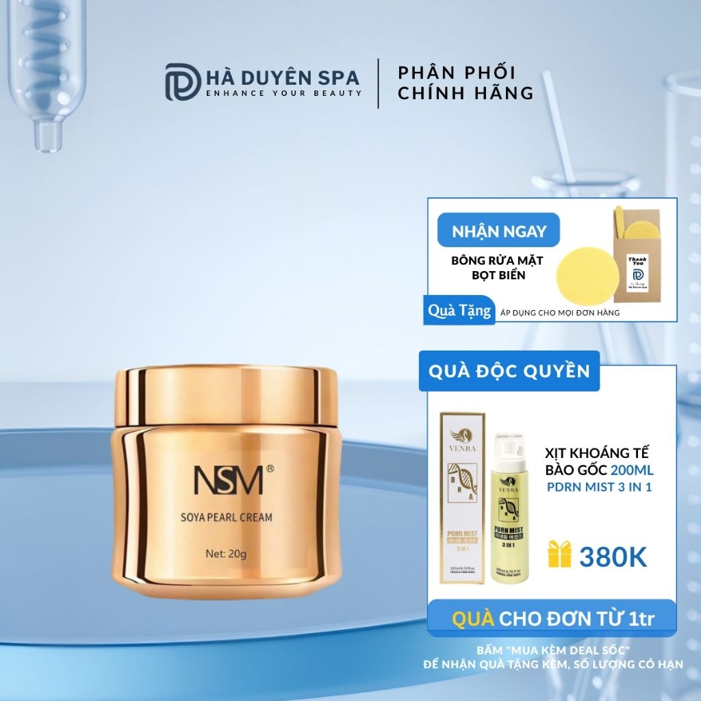 Kem tam sắc Soya Pearl Cream NSM 20g - Quản lý sắc tố vàng, xỉn màu, hỗ trợ mờ thâm nám tàn nhang, d
