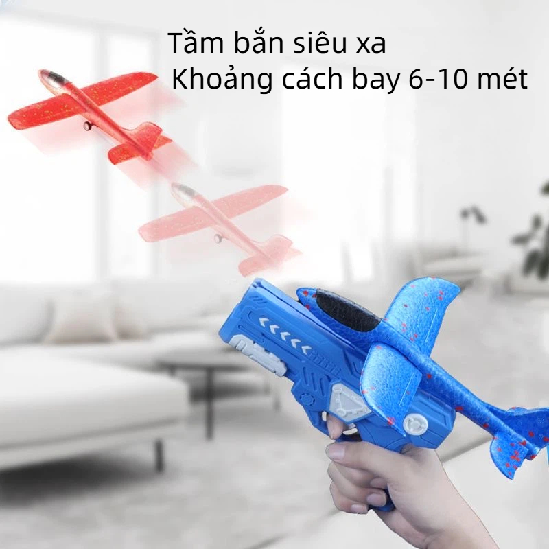 Súng Phóng Máy Bay Xốp 2 Cách Chơi - Bắn Một Chạm, Ném Tay, Bay Xa 6-10m