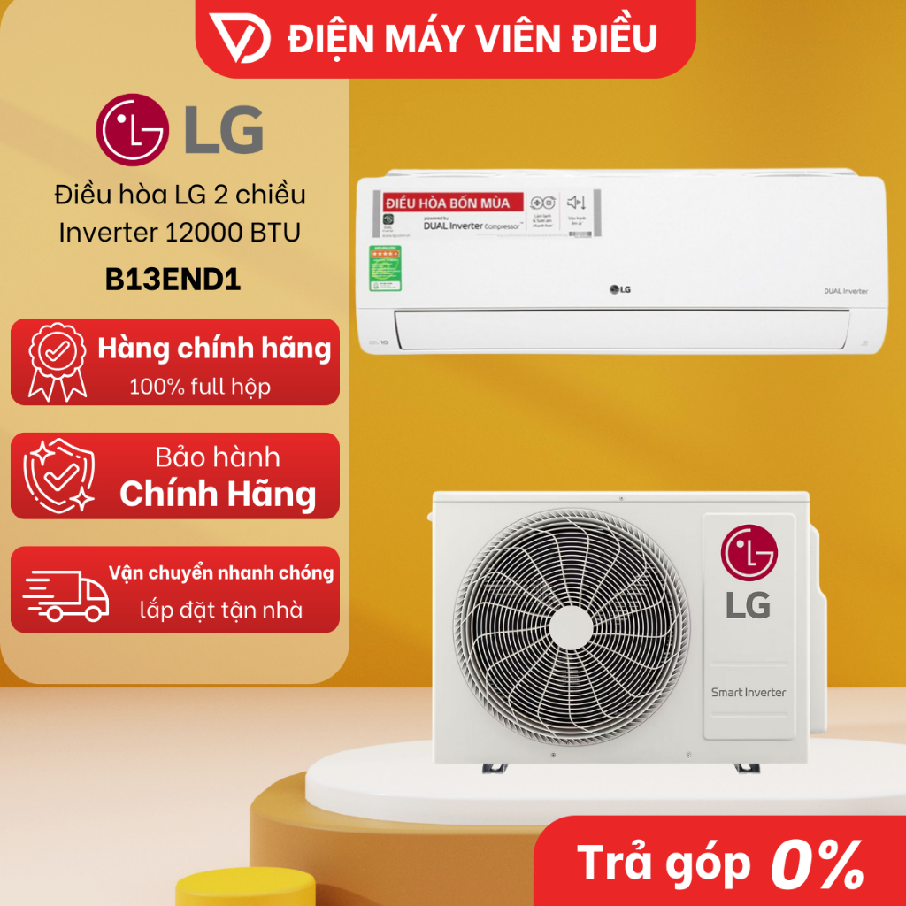 [FREESHIP NGHỆ AN] B13END1 - Máy lạnh / Điều hòa LG 2 chiều Inverter 1.5HP (12000 BTU)