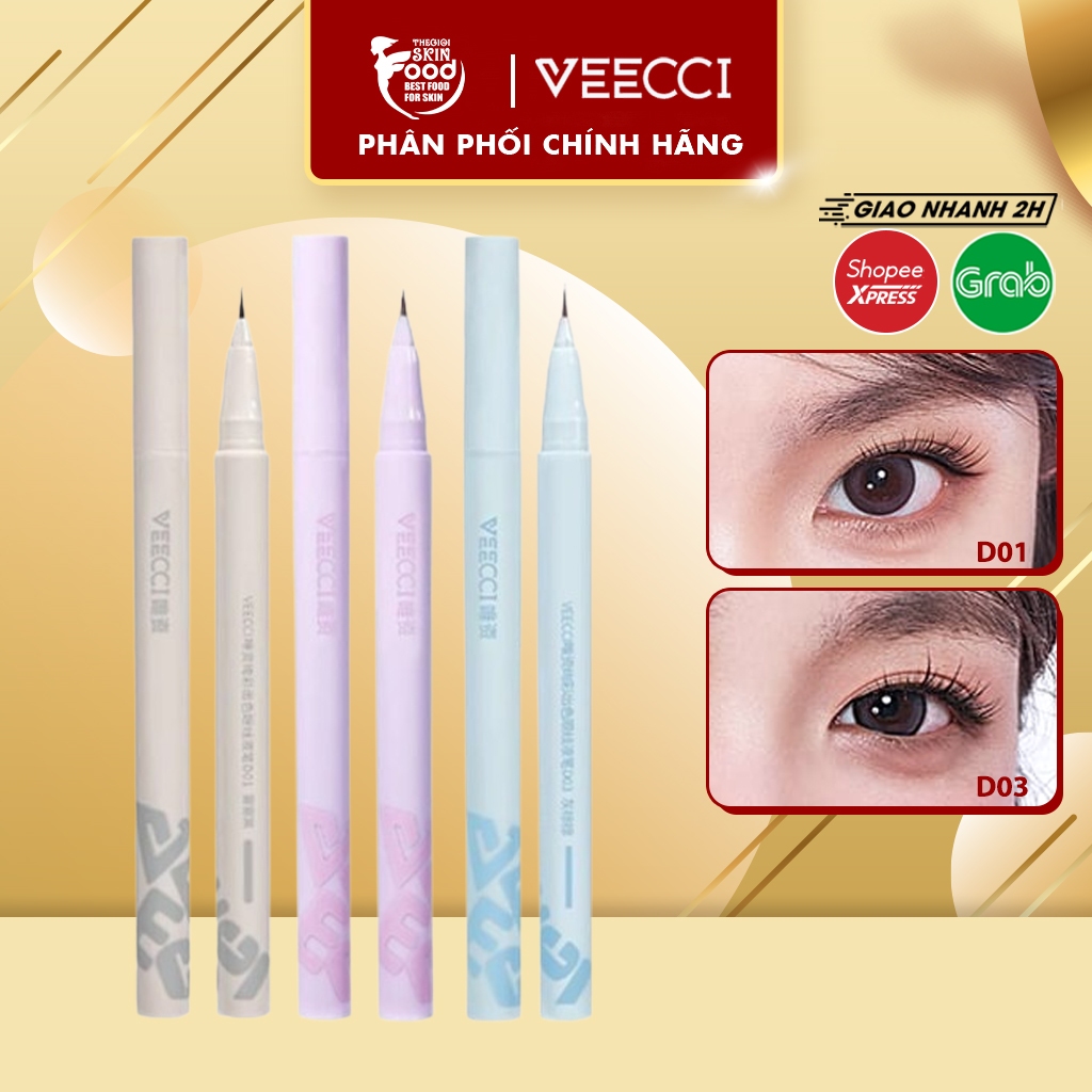Bút kẻ mắt VEECCI lâu trôi, không thấm nước Vivid Color Eyeliner Pen 0.6ml thegioiskinfood