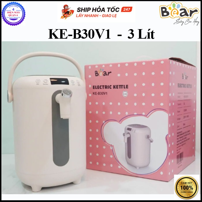 KE-B30V1 -- Bình thủy điện Bear KE-B30V1 3 lít - Bản Quốc Tế - Bảo hành chính hãng 18 tháng