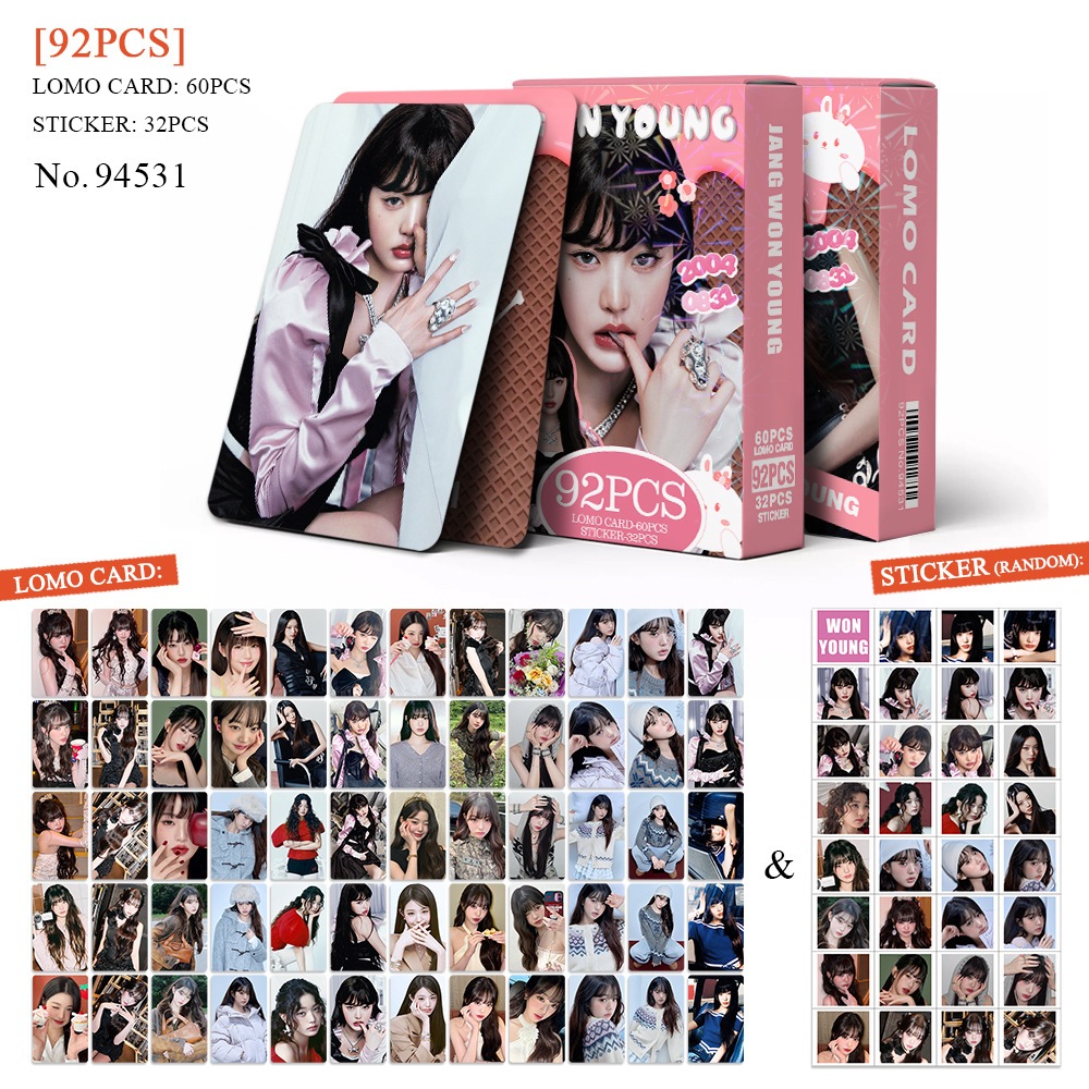Set 60 lomo card and 32 stickers IVE- WONYOUNG cá tính 2026