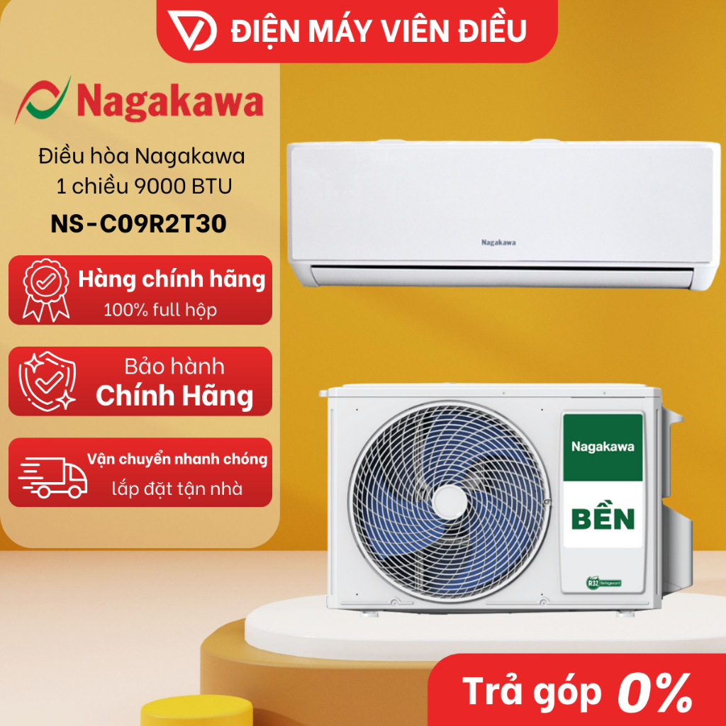 [FREESHIP NGHỆ AN] NS-C09R2T30 - Máy lạnh / Điều hòa Nagakawa 1 chiều 1HP (9000 BTU)
