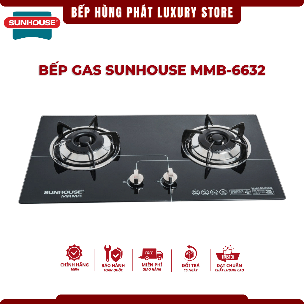 BẾP GAS ÂM KÍNH SUNHOUSE MAMA MMB6632