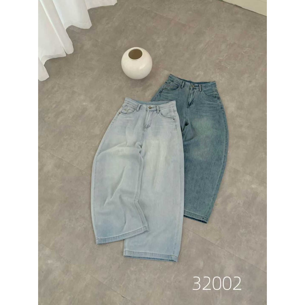 【ME。Studio】 #32002 Quần jeans ống rộng dáng suông phong cách Hàn Quốc cổ điển dành cho nữ