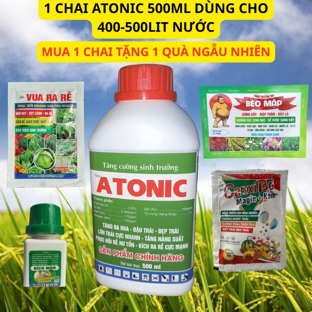 ATONIC 500ML  KÍCH RỄ MẠNH 1 CHAI VÀ 1 QUÀ NGẪU NHIÊN GIÚP TẠO CƠI, BẬT CHỒI MẠNH