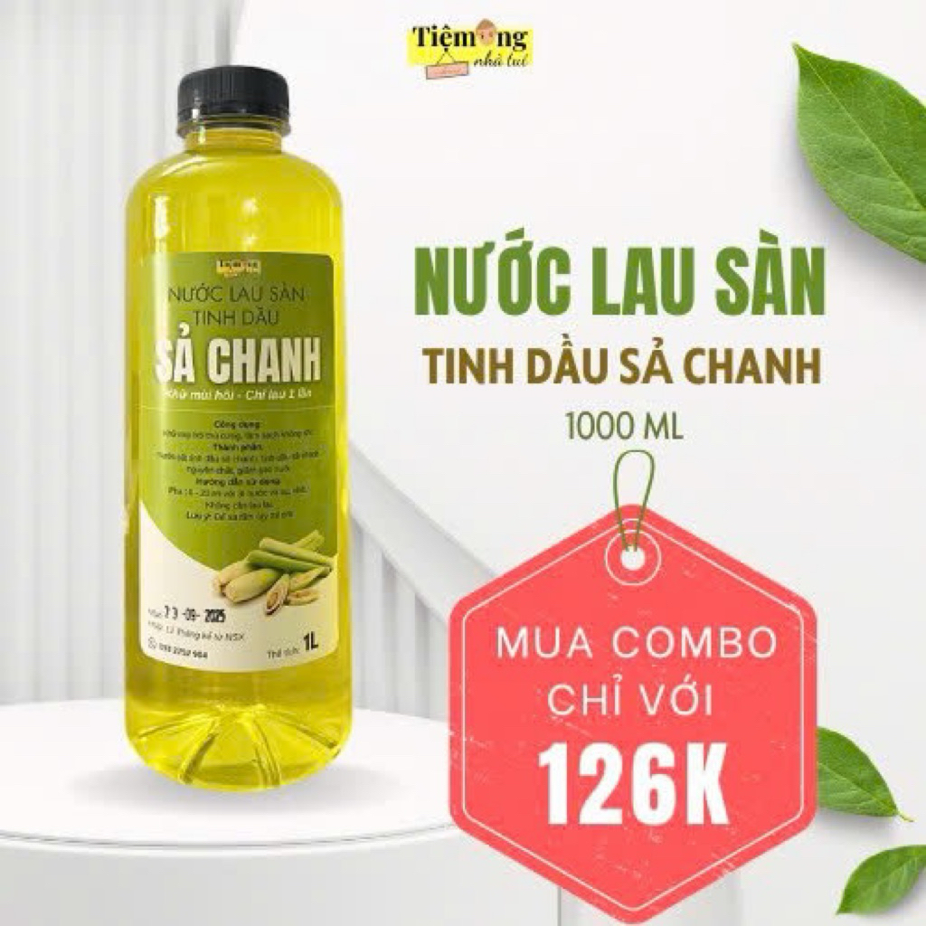 Nước lau sàn tinh dầu sả chanh hữu cơ sạch khuẩn thơm mát chai lớn 1000ml Tiệm Ông Nhà Tui