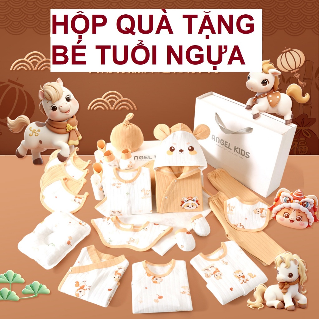 [HOẢ TỐC] Hộp Quà Tặng Đầy Tháng, Set Quà Tặng Sơ Sinh, Đồ Tặng Bé Sơ Sinh "tuổi NGỌ NGỰA" hộp/ VALI đựng