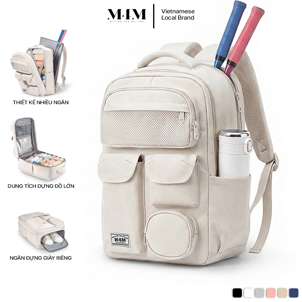 Balo du lịch cao cấp đựng quần áo laptop vợt cầu lông M4M NOMAD Backpack BM008 Cặp đi học nam nữ