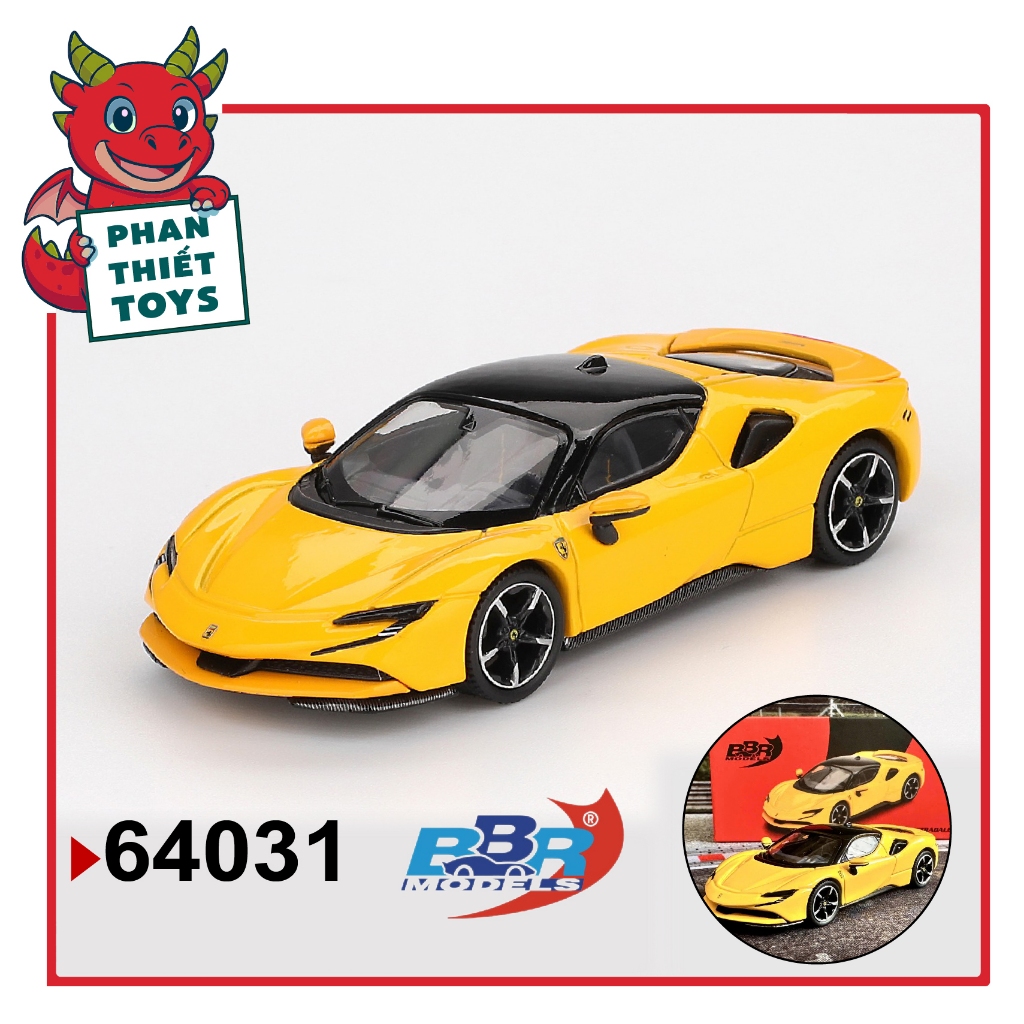 Mô hình xe ô tô Ferrari SF90 Giallo Modena tỉ lệ 1:64 BBR model BBRFER64031