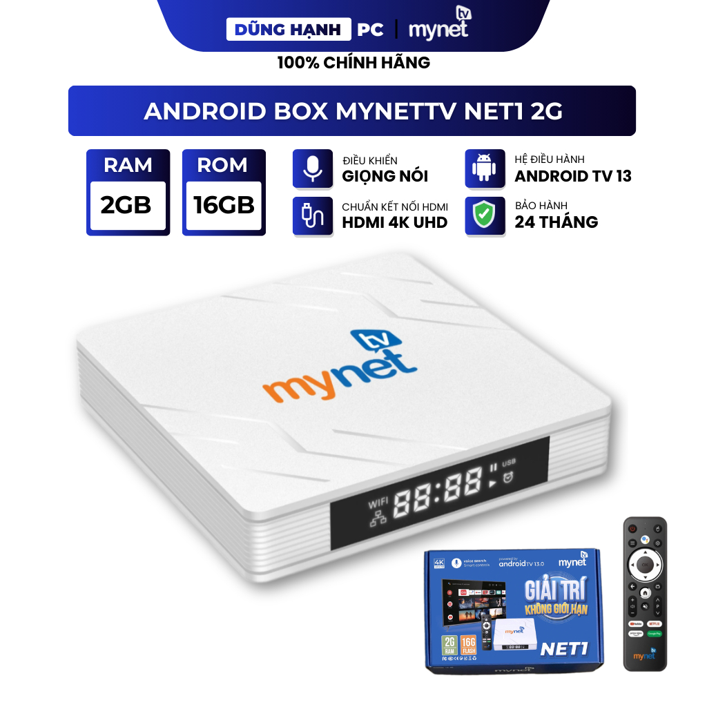 Đầu Android TVBox MYTV NET1 2G Chính hãng 2026 Android TV Xem TV, Youtube, Giọng nói