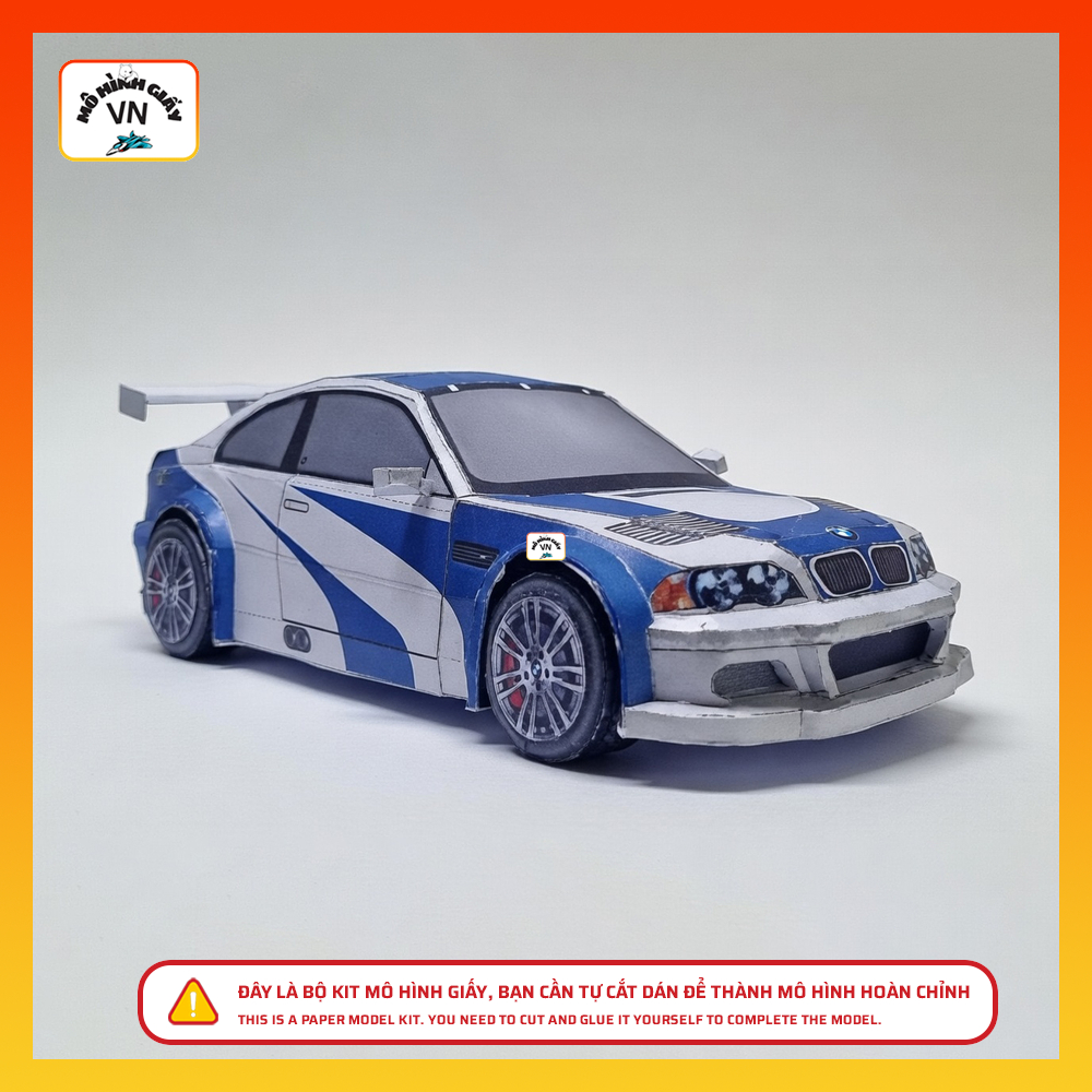 Bộ Kit Lắp Ráp Mô Hình Giấy BMW M3 GTR Tỉ Lệ 1/18 Chất Liệu Giấy Cao Cấp - MohinhgiayVN