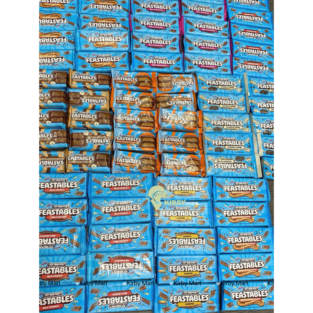 ( Hàng Mỹ) Socola MrBeast Feastables thanh 60g và cups 40g – Milk Crunch, Almond, Peanut Butte.. - G