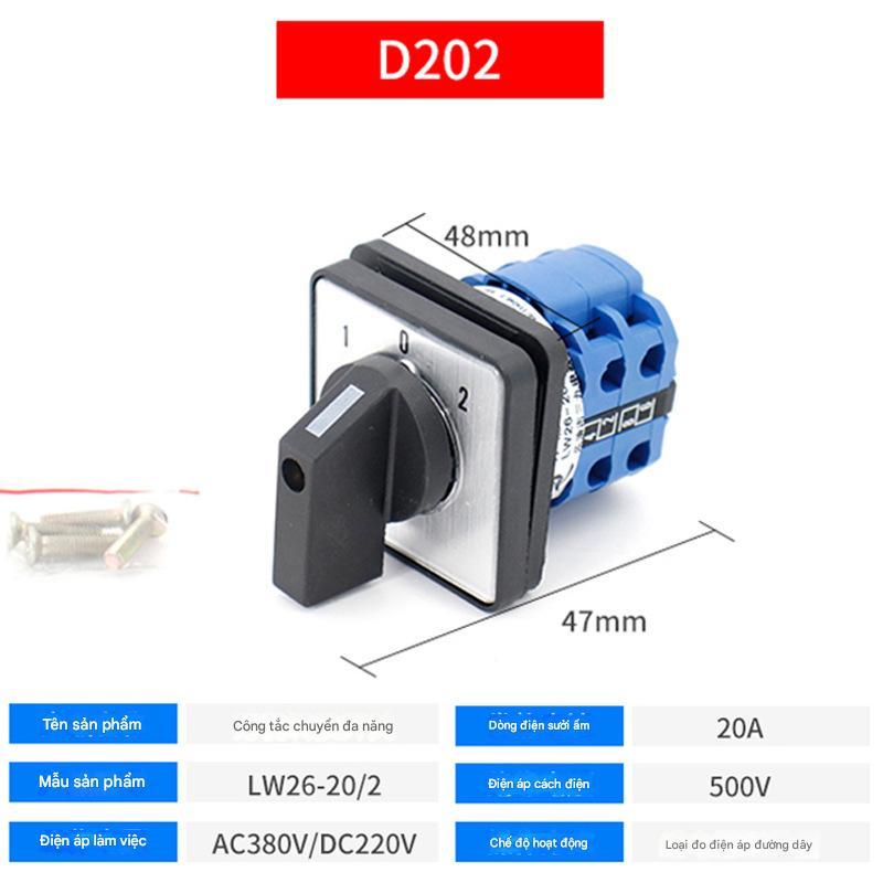 Công tắc chuyển mạch lắp tủ điện LW26-20 D202/2, chuyển mạch 3 vị trí loại tốt