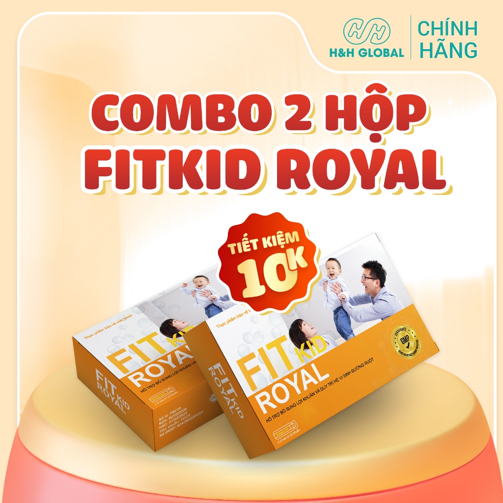Combo 2 Hộp Men Vi Sinh FIT KID ROYAL - Bổ Sung Bào Tử Lợi Khuẩn - Cho Trẻ Biếng Ăn, Tiêu Hóa Kém (Hộp 20 Ống)