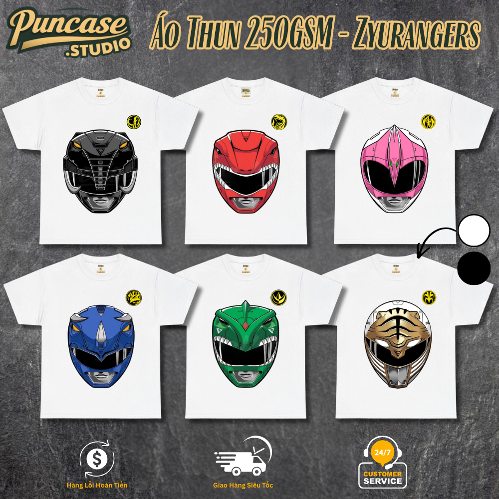 Puncase.STUDIO Áo Thun Chiến Đội Khủng Long Zyuranger - Oversized Cotton 250gsm