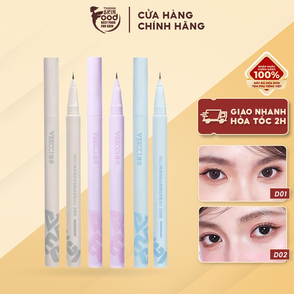 Bút Kẻ Mắt VEECCI Lâu Trôi, Không Thấm Nước Vivid Color Eyeliner Pen 0.6ml ThegioiSkinfood