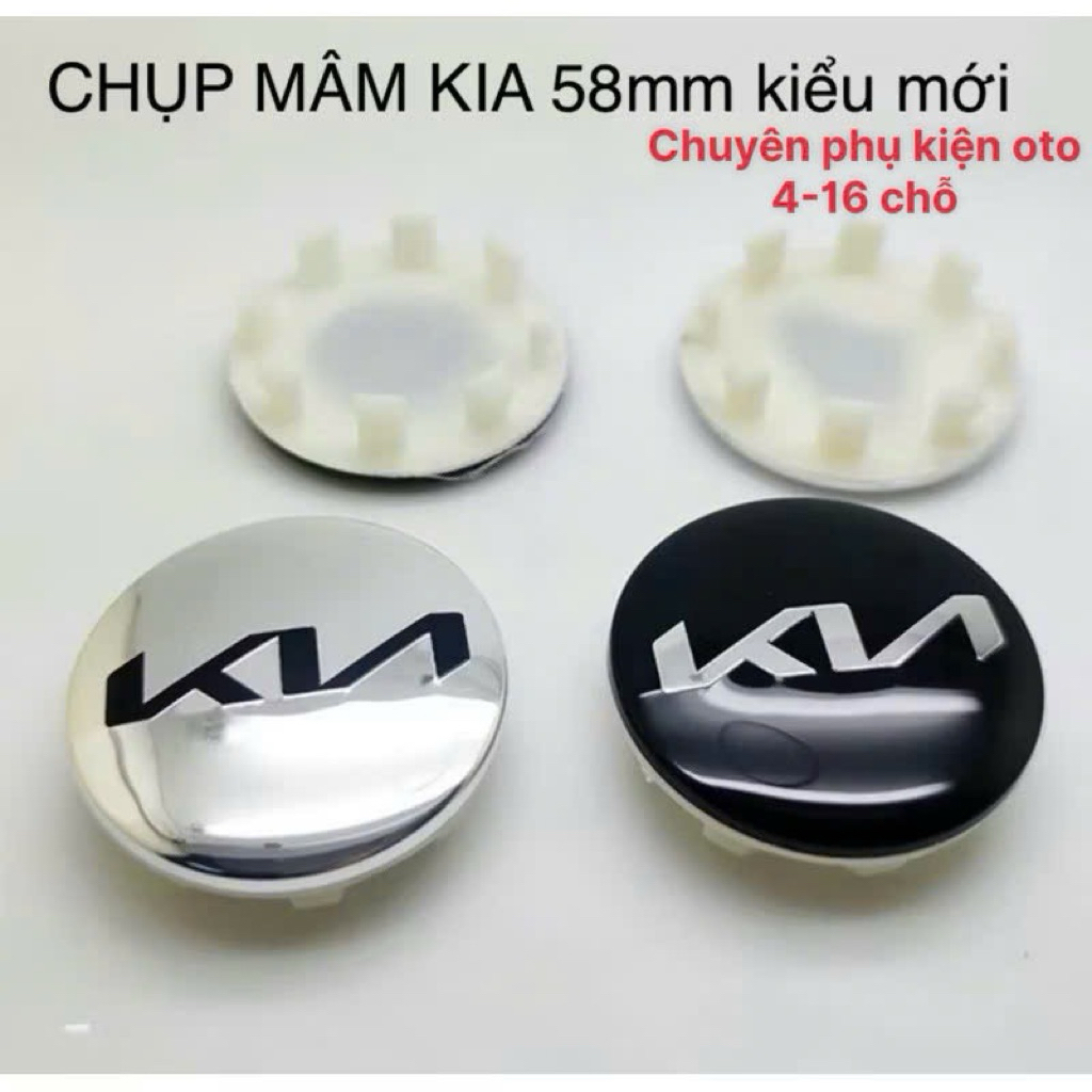4 Nắp chụp logo bánh xe KIA mới, Nắp chụp lazang logo KIA mới, Nắp chụp mâm logo KIA mới.Chuyên phụ 