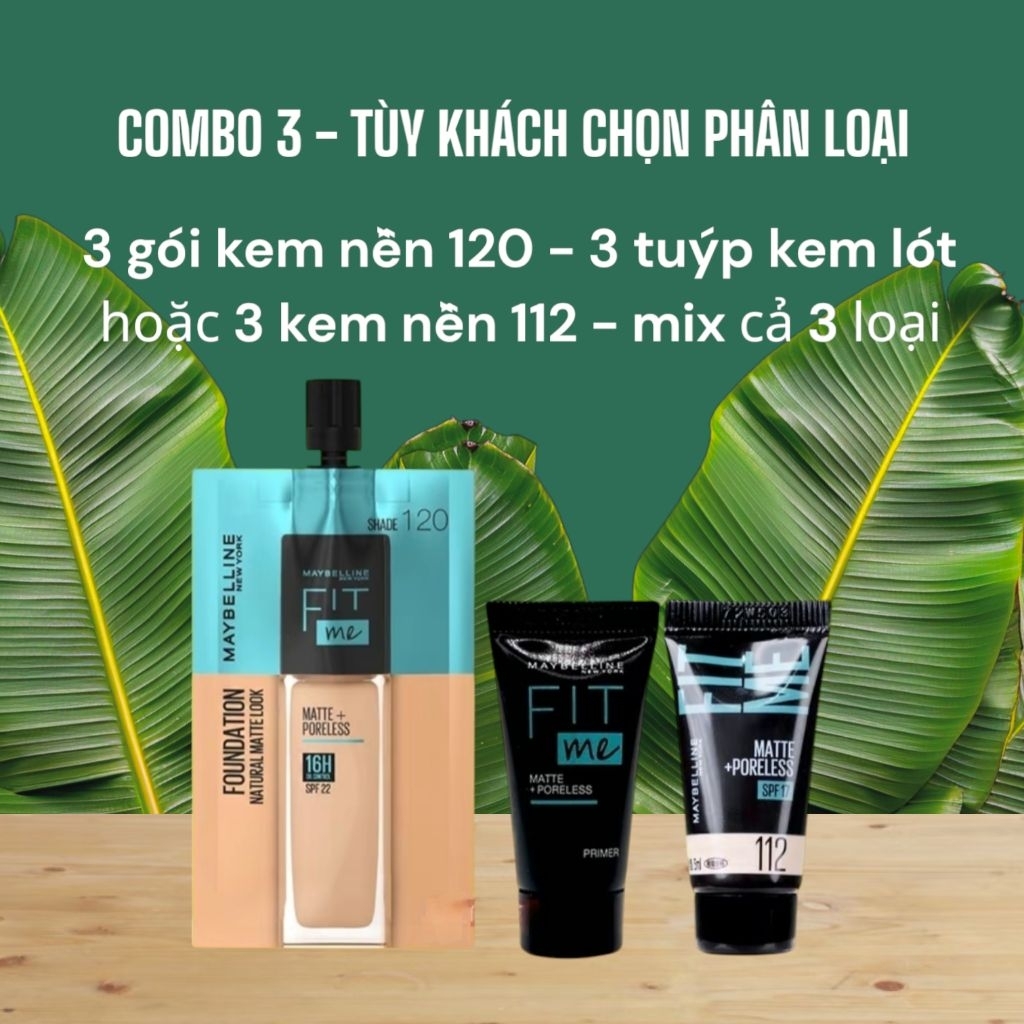 Kem nền Maybelline Fit Me mịn nhẹ kiềm dầu 120 & 112