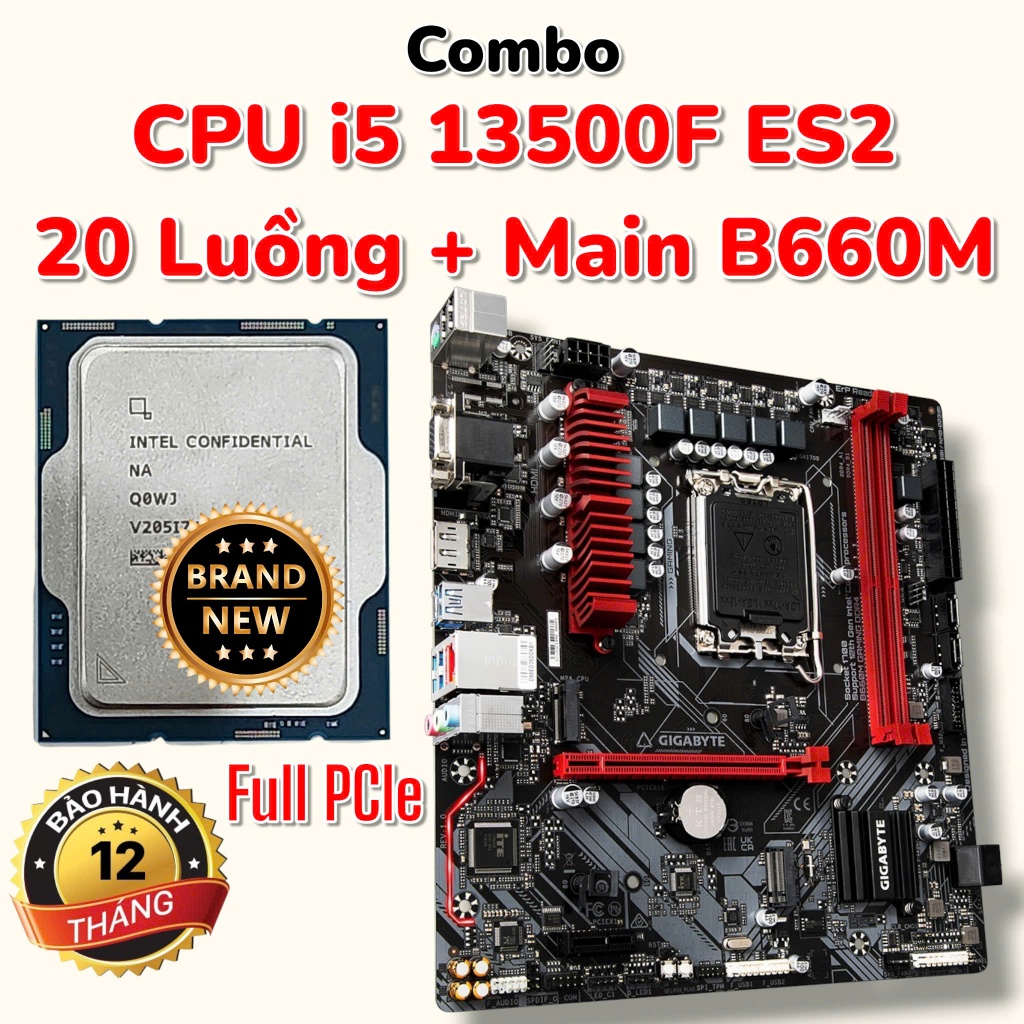 Combo CPU intel Core i5 13500F ES2 - New Tray - BH 12Th + Main Giga B660M  - Rẻ Nhất Sàn