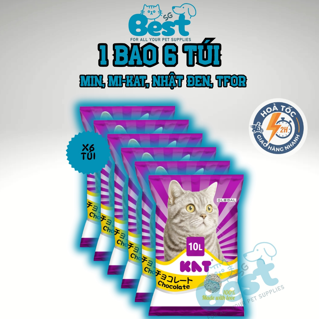 [1 BAO 6 TÚI] Cát MIN, MIKAT, NHẬT ĐEN, TFOR, Cát vệ sinh cho mèo, vón cục, khử mùi, ít bụi