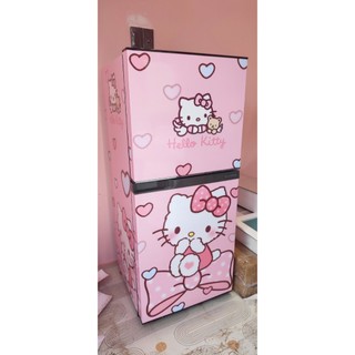 Decal dán tủ lạnh mèo HELLO KITTY (Hồng) - Trang trí tủ lạnh - Chống nước, chống bụi