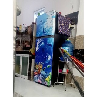 Decal dán tủ lạnh CÁ ĐẠI ĐƯƠNG XANH - chống nước, chống bụi - Trang trí tủ lạnh