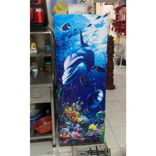 Decal dán tủ lạnh CÁ ĐẠI ĐƯƠNG XANH - chống nước, chống bụi - Trang trí tủ lạnh