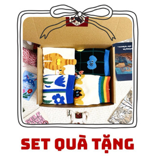 Set quà mix sẵn - Kèm hộp trang trí và túi - Tất cotton hoạ tiết