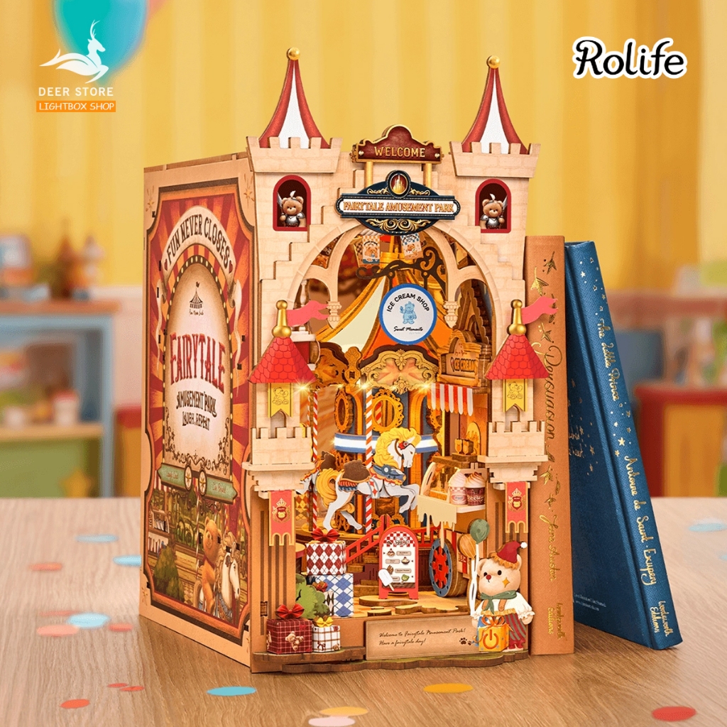 [KÈM CHE BỤI] Book Nook Rolife Fairytale Amusement Park TGB17 – Công Viên Cổ Tích Thu Nhỏ Có Đèn LED