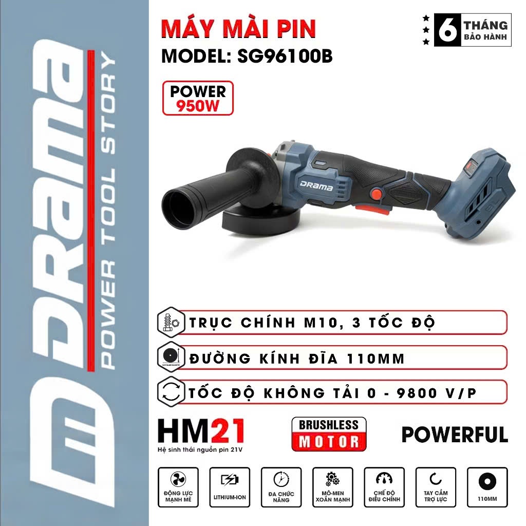 Máy Mài Góc Pin DRAMA DRAMA SG96100BW, Máy Cắt Pin 15 Cell Super Sử Dụng Đá 100