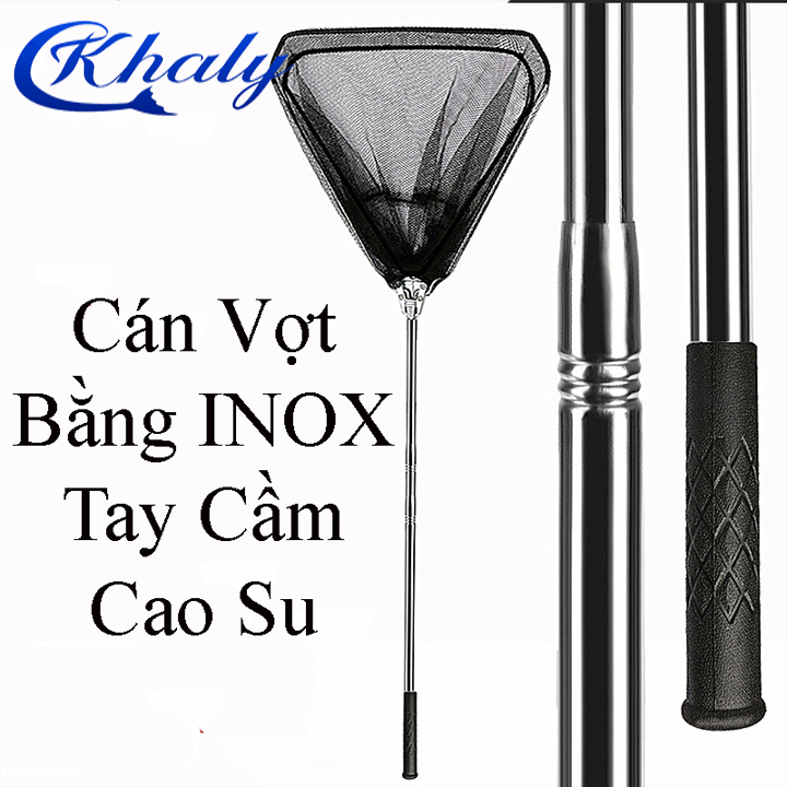Vợt Cá Inox 2m1 Tam Giác Liền Vành , Vợt Cá Gấp Gọn 2m1 chất lượng tốt GC-17