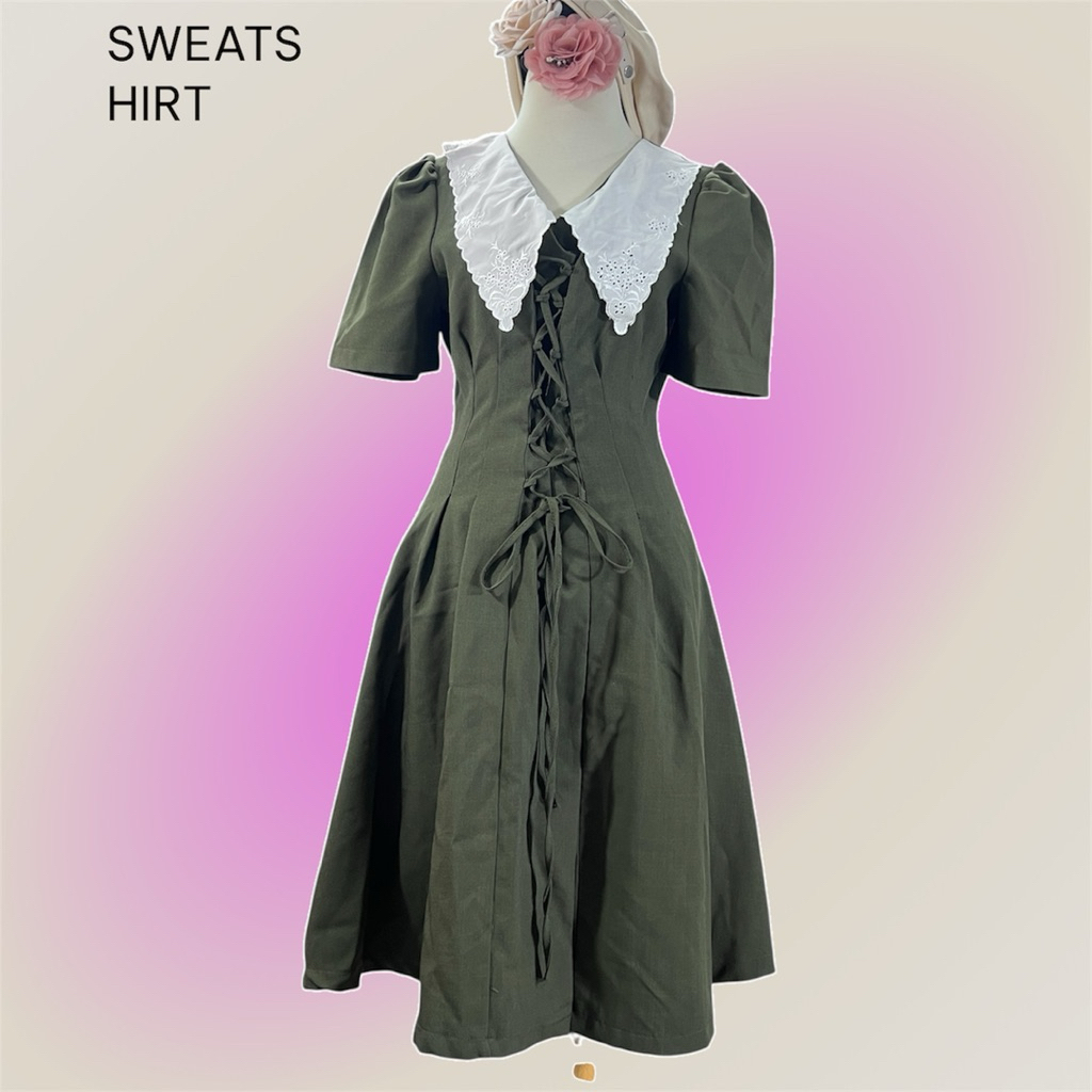 Đầm thắt nơ dáng Lolita xinh xắn hack dáng size S M (E68 70 N94 D89)