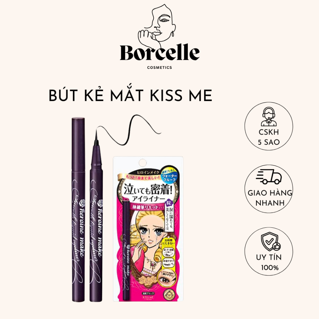 Bút Kẻ Mắt Nước Nét Sắc Mãnh, Không Trôi Kissme Smooth Liquid Eyeliner Super Keep - Borcelle.Cosmeti