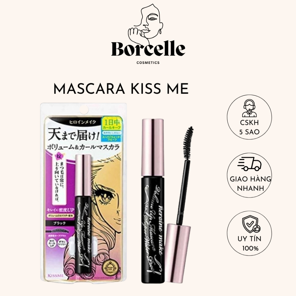 Mascara Không Lem Trôi, Giúp Nâng Cong Và Làm Dài Mi Kissme Mascara Long Up WP 6g - Borcelle.Cosmeti