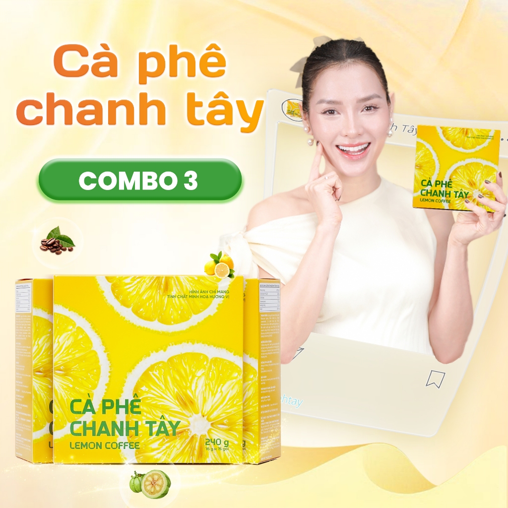 Combo 3 Hộp Cà Phê Chanh Tây | Lemon Coffee Hộp 15 Gói - Jolie Coffee