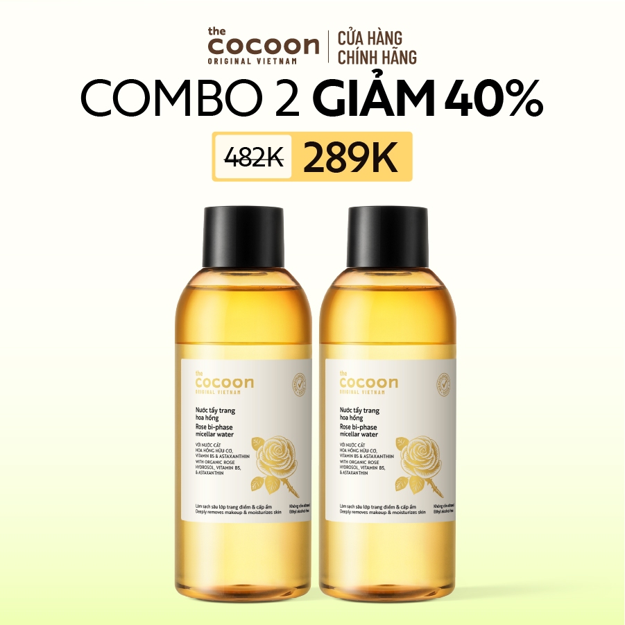 [MUA 2 GIẢM 40%] Combo 2 Nước tẩy trang hoa hồng Cocoon tẩy sạch makeup & cấp ẩm 310ml
