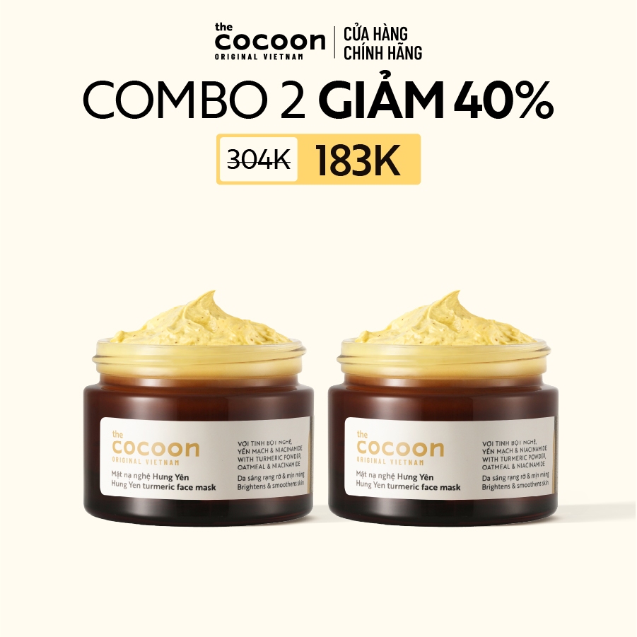 [MUA 2 GIẢM 40%] Combo 2 Mặt Nạ Nghệ Hưng Yên Giúp Sáng Da Và Mờ Thâm Cocoon 30ml