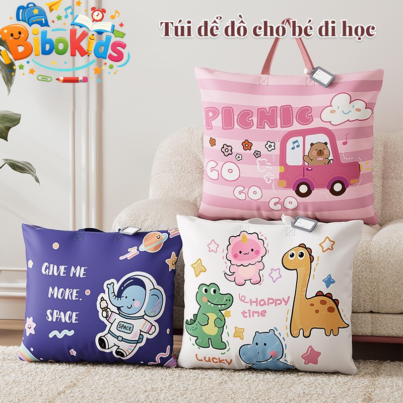TÚI ĐỂ CHĂN MỀN CHO BÉ ĐI HỌC, HỌA TIẾT DỄ THƯƠNG, CHỐNG NƯỚC, TIỆN LỢI BIBO KIDS