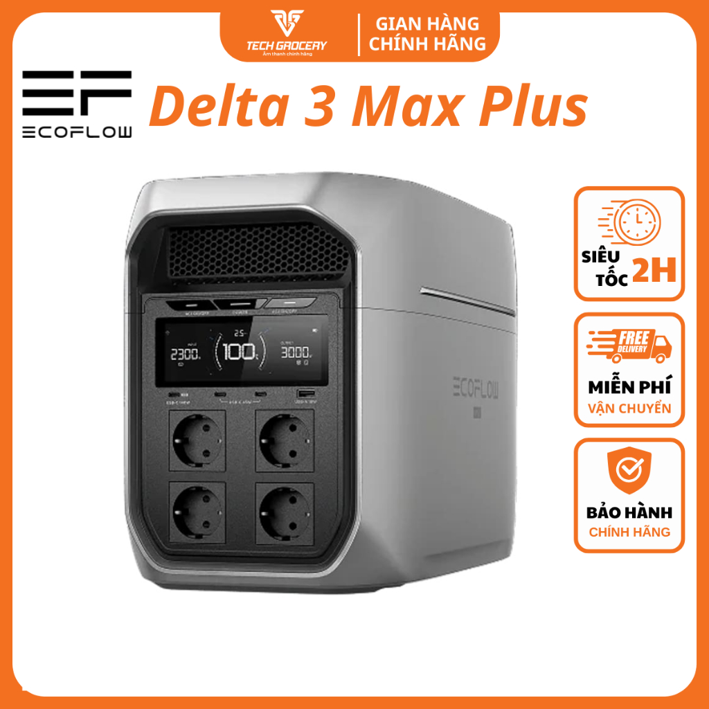 Trạm điện EcoFlow Delta 3 Max Plus | 2048Wh 3000W UPS 10ms - Bảo Hành Chính Hãng 60 Tháng