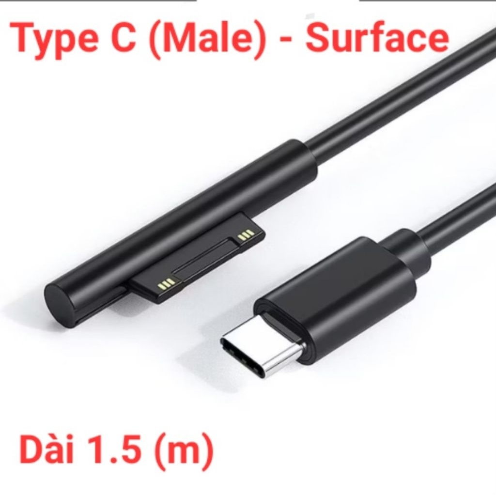 Cáp sạc Surface các dòng Pro 3, 4, 5 ,6, 7, 8, 9, 10, 11 và Surface Book, Surface Laptop, Surface Go