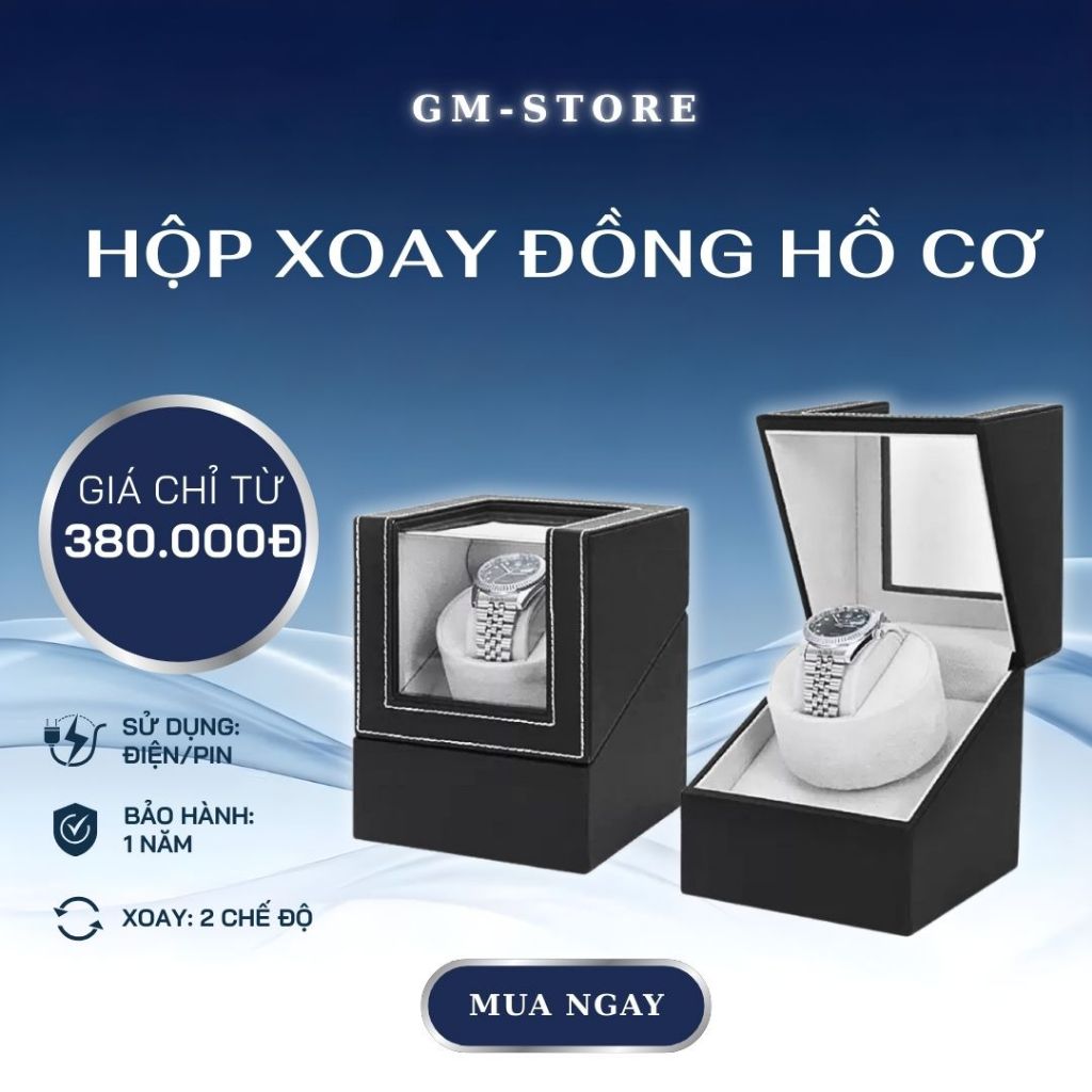 [MÃ 30K SALE 25/3] Hộp xoay đồng hồ cơ (24 mẫu) . Hộp đựng đồng hồ cơ xoay tự động bọc da PU cao cấp