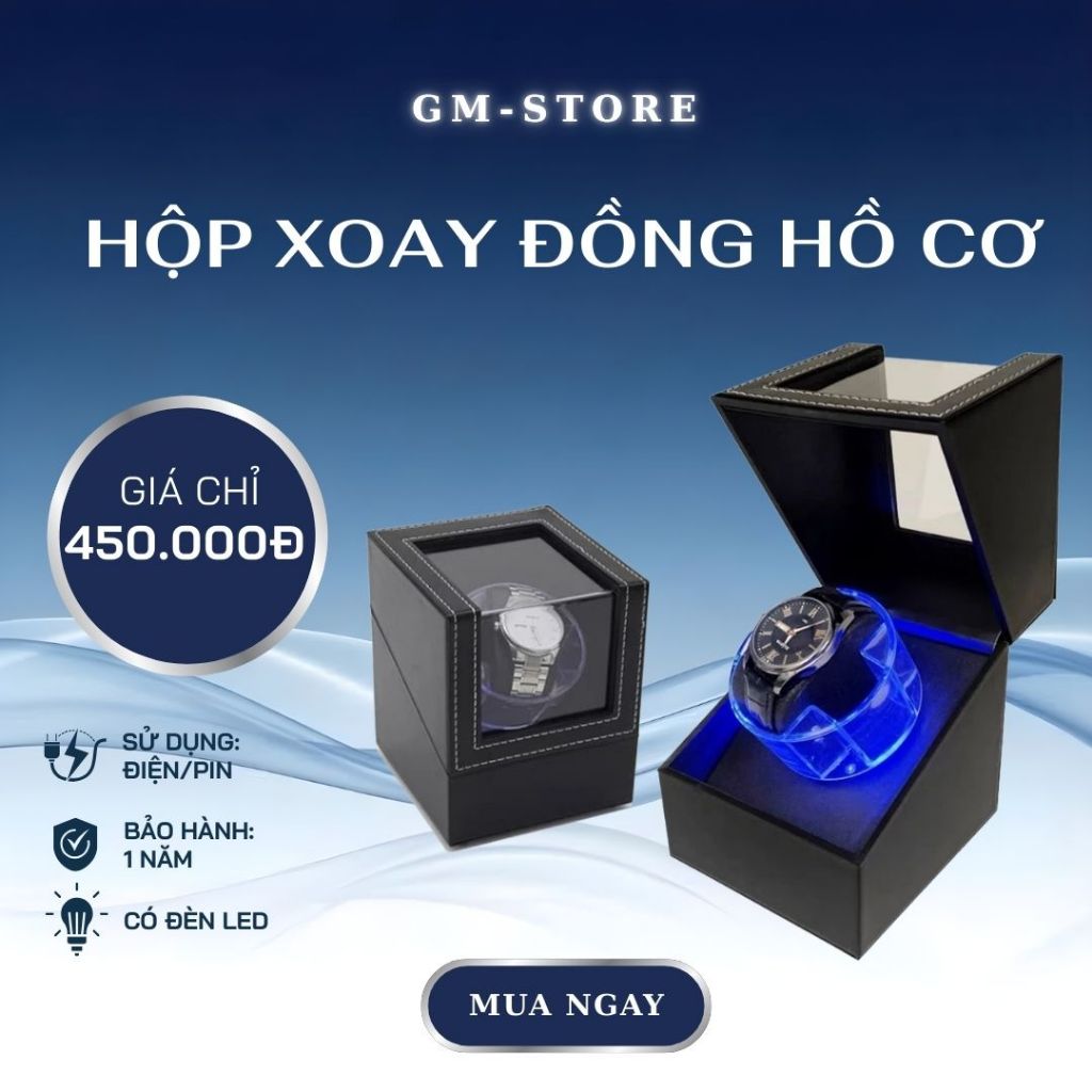 [MÃ 30K SALE 25/3] Hộp Đựng Đồng Hồ Cơ Tự Động Xoay Chất Liệu Da Pu Cao Cấp Nhiều Chế Độ