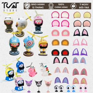 Phụ kiện trang trí gắn mũ bảo hiểm, gắn xe máy, gắn ô tô, tai mèo, vịt douyin kèm keo 3M