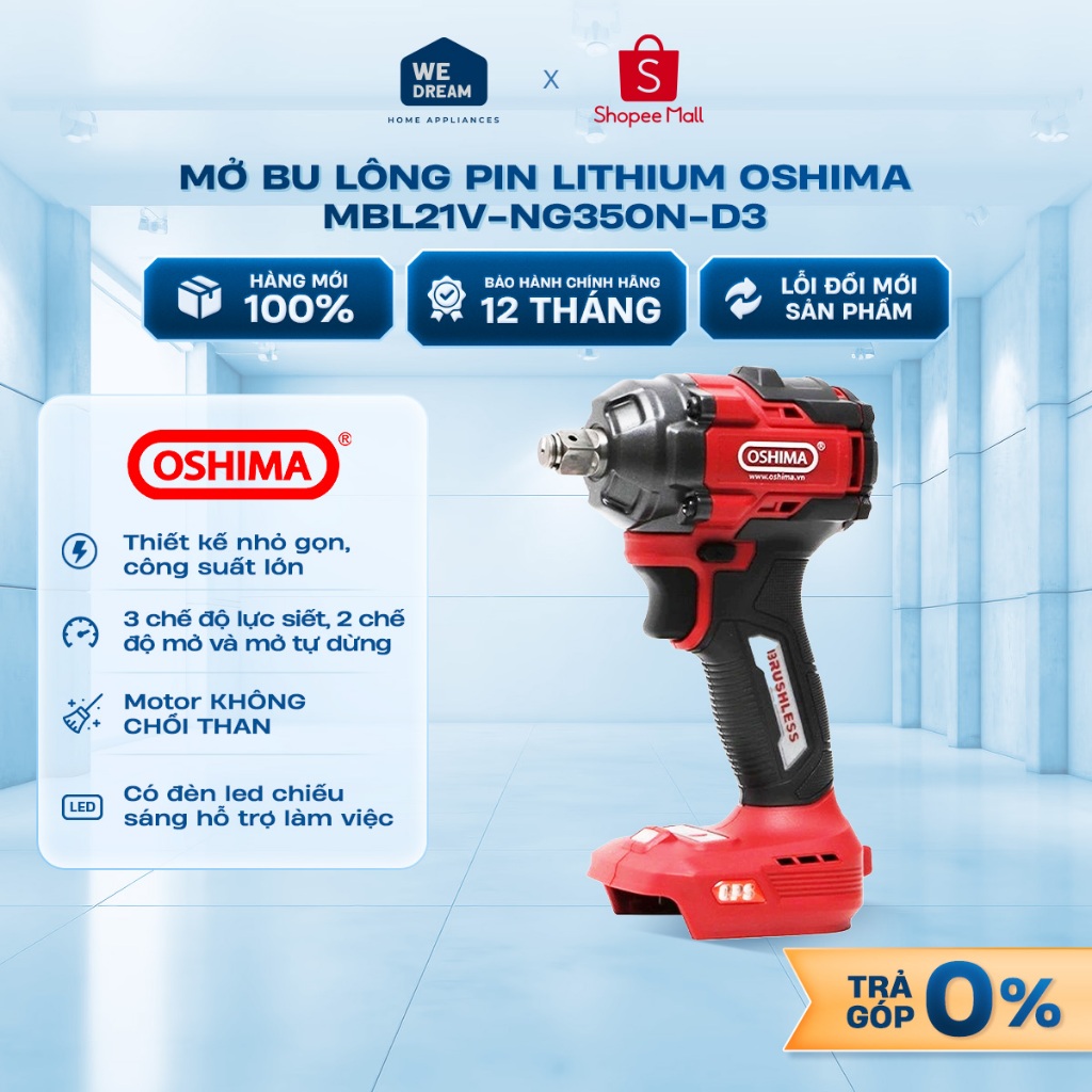 Máy Mở Bu Lông Pin Oshima MBL21V-NG350N-D3 - Hàng Chính Hãng, Mới 100%