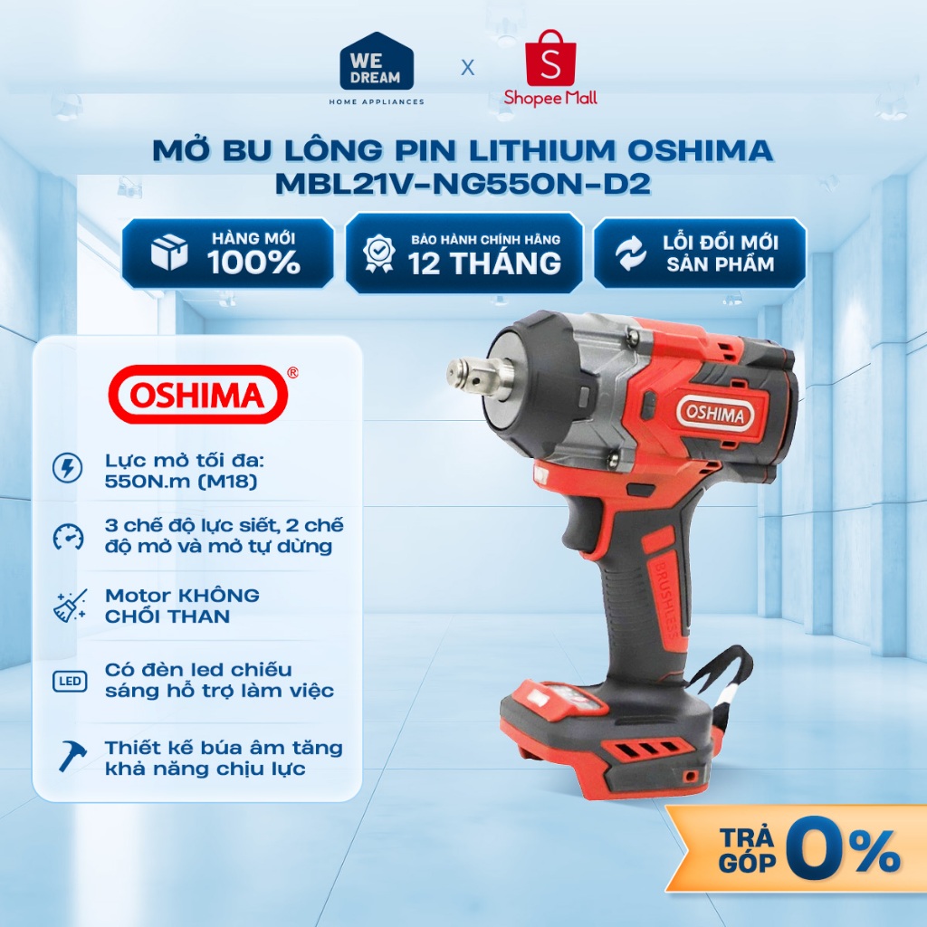 Máy Mở Bu Lông Pin Oshima MBL21V-NG550N-D2 - Hàng Chính Hãng, Mới 100%